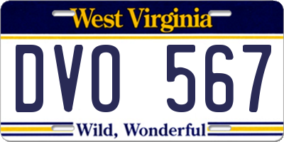 WV license plate DVO567