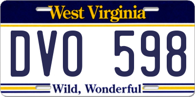 WV license plate DVO598
