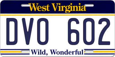 WV license plate DVO602