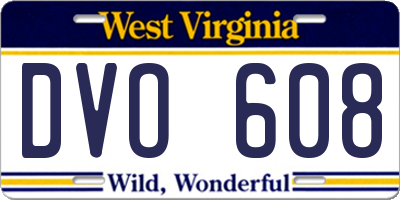 WV license plate DVO608