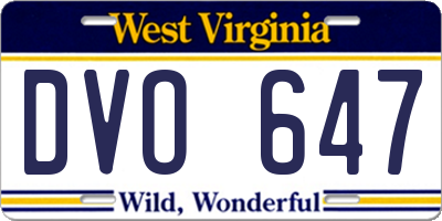 WV license plate DVO647
