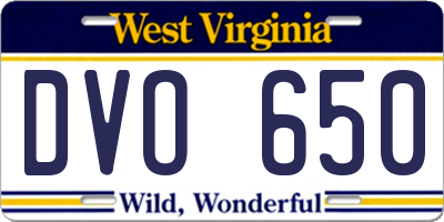 WV license plate DVO650