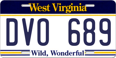 WV license plate DVO689