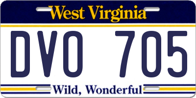 WV license plate DVO705