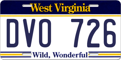 WV license plate DVO726