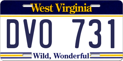 WV license plate DVO731