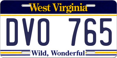 WV license plate DVO765