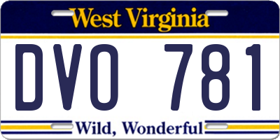WV license plate DVO781