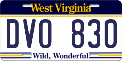 WV license plate DVO830