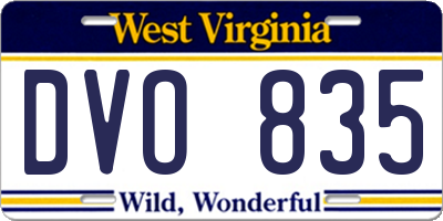 WV license plate DVO835