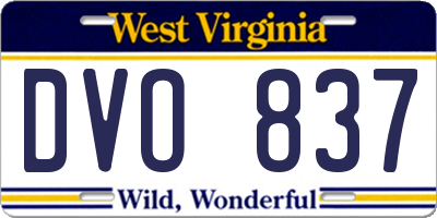 WV license plate DVO837