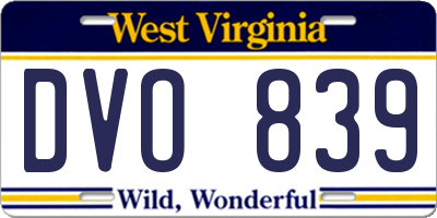 WV license plate DVO839