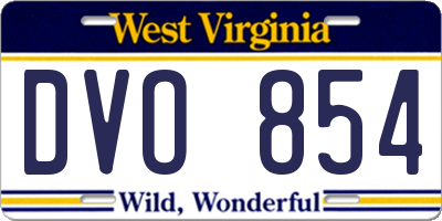 WV license plate DVO854