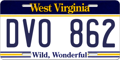 WV license plate DVO862