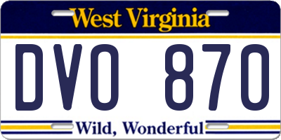 WV license plate DVO870