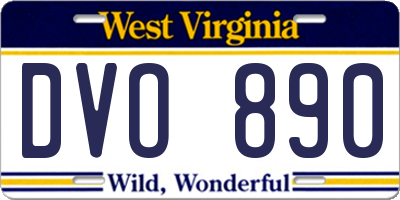 WV license plate DVO890