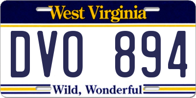 WV license plate DVO894