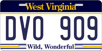 WV license plate DVO909
