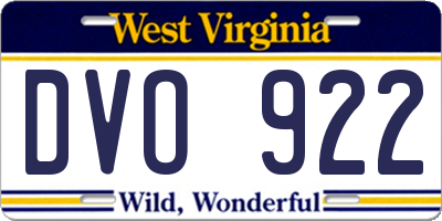WV license plate DVO922