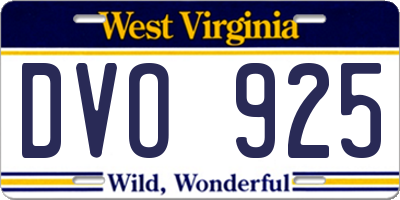WV license plate DVO925