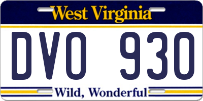 WV license plate DVO930