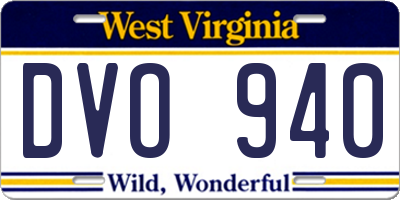 WV license plate DVO940