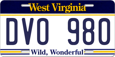 WV license plate DVO980