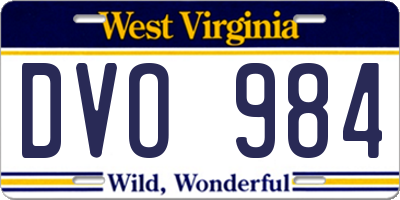 WV license plate DVO984