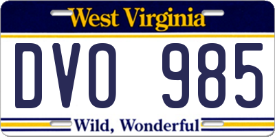 WV license plate DVO985