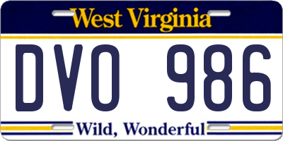 WV license plate DVO986