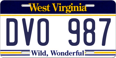 WV license plate DVO987