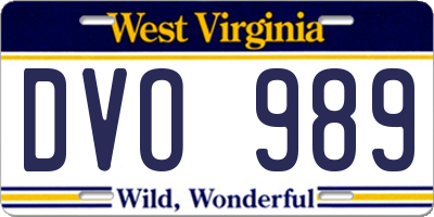 WV license plate DVO989