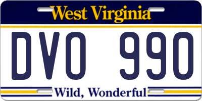 WV license plate DVO990