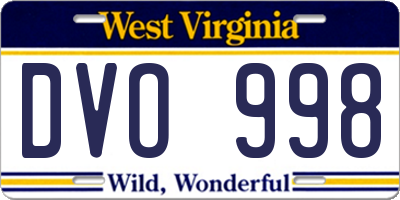 WV license plate DVO998
