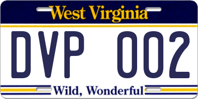 WV license plate DVP002