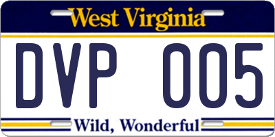 WV license plate DVP005