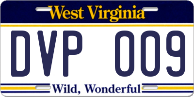 WV license plate DVP009