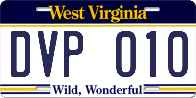 WV license plate DVP010
