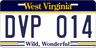 WV license plate DVP014