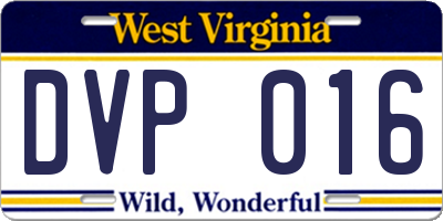 WV license plate DVP016