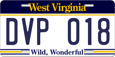 WV license plate DVP018