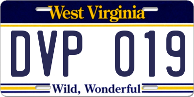 WV license plate DVP019