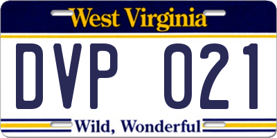 WV license plate DVP021