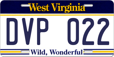 WV license plate DVP022