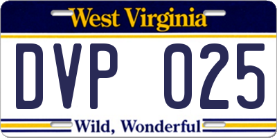 WV license plate DVP025