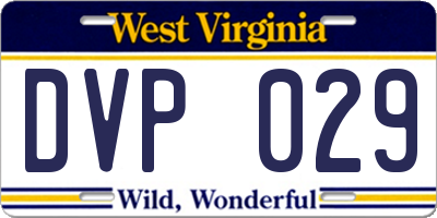 WV license plate DVP029