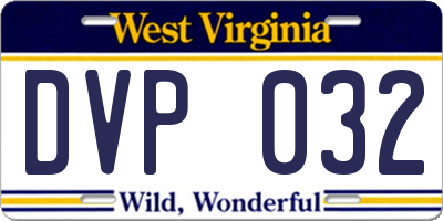 WV license plate DVP032