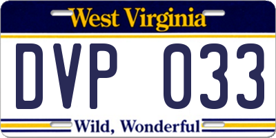WV license plate DVP033