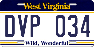 WV license plate DVP034