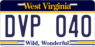 WV license plate DVP040